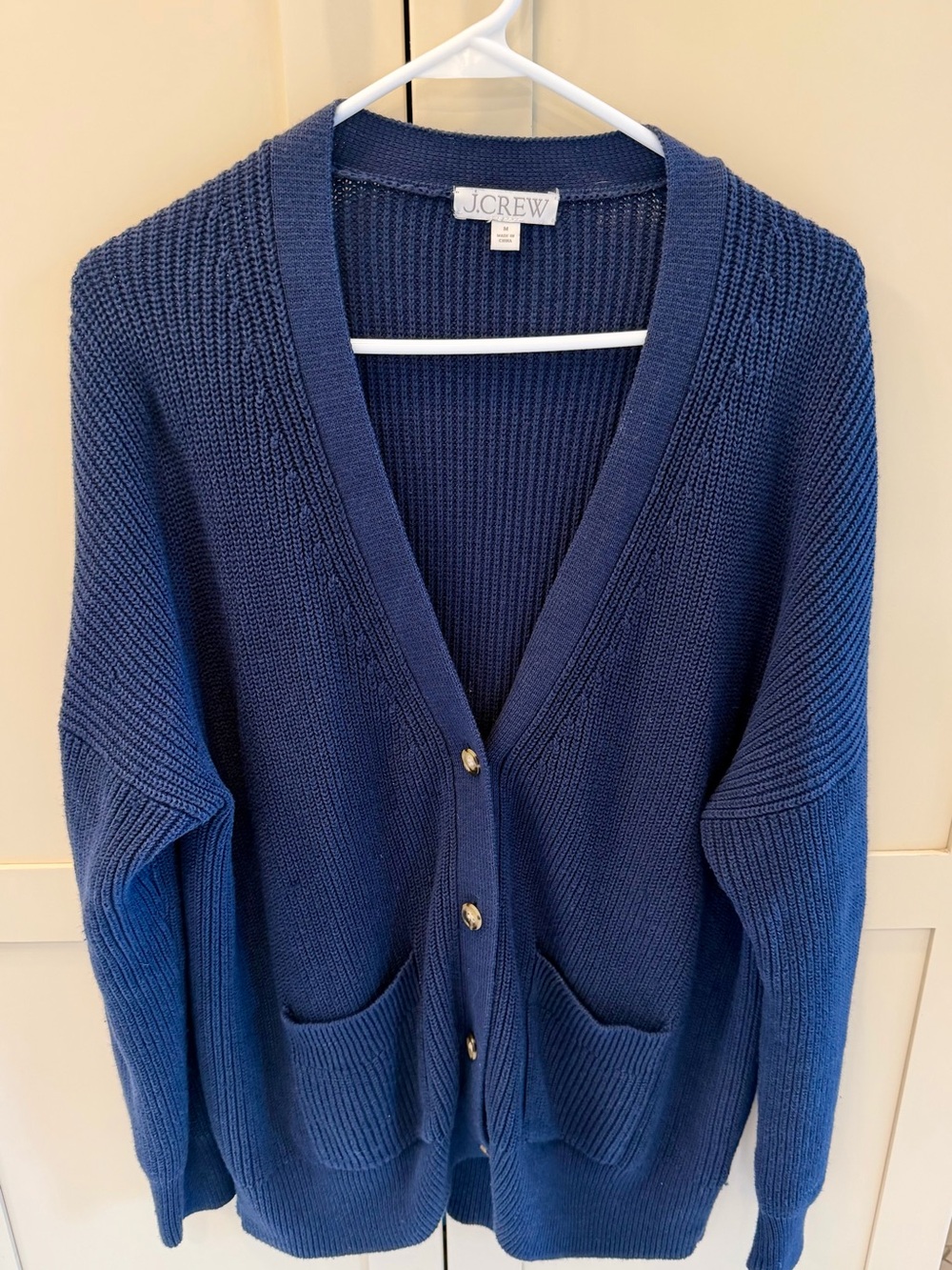 J. Crew Navy Button Front Fisherman Knit Cardigan